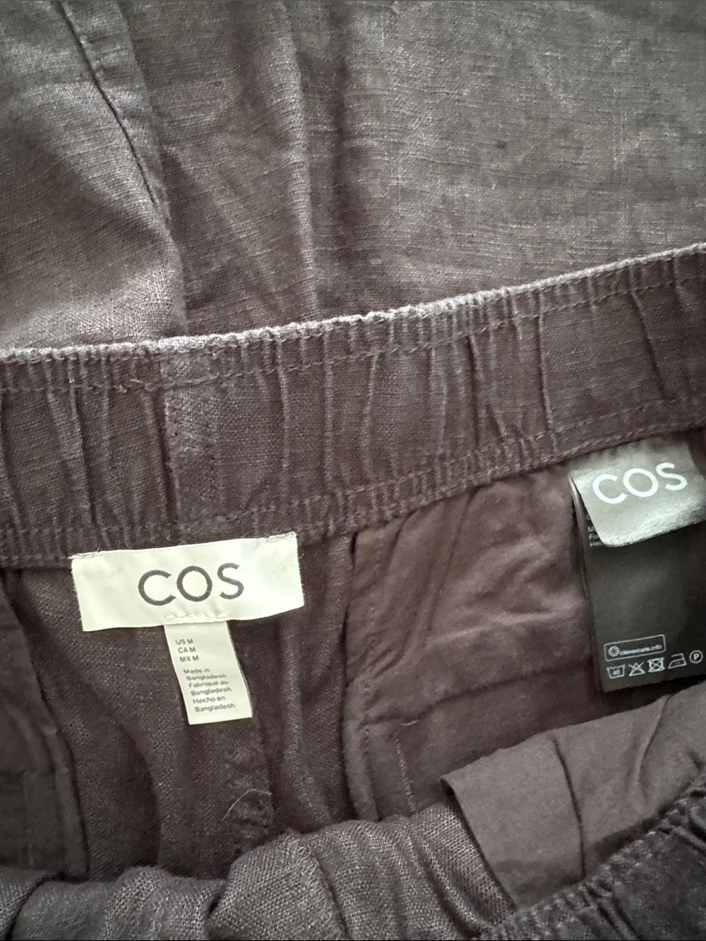 COS Men's Black Elastic-Waist Linen cropped Pants